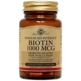 Solgar Biotin 1000μg Συμπλήρωμα Διατροφής με Βιοτίνη που Συμβάλλει στην Καλή Υγεία των Μαλλιών & του Δέρματος 50 Φυτοκάψουλες