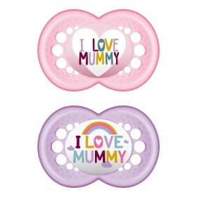 Mam Πιπίλες Σιλικόνης ''I Love Mummy'' για 6-16 μηνών 2 τεμάχια Ροζ/Μωβ