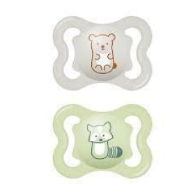 Mam Air Latex - Πιπίλα Καουτσούκ 2-6 Μηνών Unisex, 2 τεμάχια (γκρι/πράσινο)