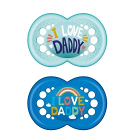 MAM – I Love Daddy Πιπίλα με Θηλή Σιλικόνης 6-16m+ 2τμχ Boy (μπλε)