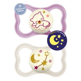 Mam Ορθοδοντικές Πιπίλες Σιλικόνης Νυκτός Air Night για 6-16 μηνών Τιγράκι / Αστεράκια Μωβ / Κρεμ 2τμχ