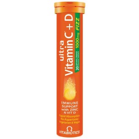 VITABIOTICS Ultra Vitamin C+D & Zinc 1000mg Fizz Συμπλήρωμα Διατροφής για Ενίσχυση του Ανοσοποιητικού 20 αναβ.δισκ.