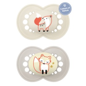 Mam Πιπίλες Σιλικόνης Νυκτός Original Day & Night για 16+ μηνών Κρεμ/Γκρι,Αλεπού 2 τμχ