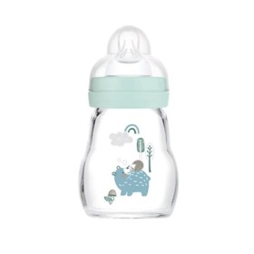 MAM Μπιμπερό Γυάλινο Feel Good Με θηλή σιλικόνης 0+ μηνών 170ml Μπλε
