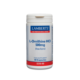 Lamberts L-Ornithine 500MG για την Λειτουργία του Ήπατος & του Ανοσοποιητικού Συστήματος, 60 caps
