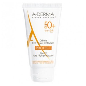 A-Derma Cream Protect SPF50+ Αντηλιακή Προσώπου Για Κανονικό-Ξηρό Δέρμα, Πλούσιας Υφής 40ml