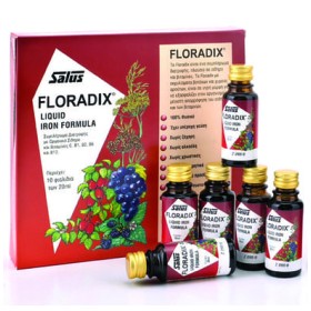 Power Health Floradix, Βιταμινούχο Συμπλήρωμα με Υγρό Σίδηρο για τη Μείωση της Κούρασης και της Ατονίας σε Αμπούλες, 10Vials x 20ml