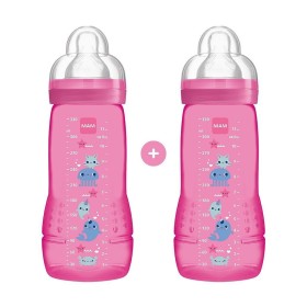 Mam Σετ Πλαστικά Μπιμπερό Easy Active Deep Κατά των Κολικών με Θηλή Σιλικόνης 330ml για 4+ μηνών Φούξια Βυθός 2τμχ 365SG