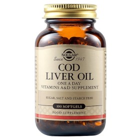 Solgar Cod Liver Oil Συμπλήρωμα Διατροφής Λιπαρών Οξέων και Βιταμινών 100 Μαλακές Κάψουλες