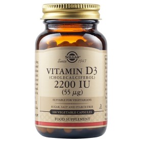 Solgar Vitamin D3 (Cholecalciferol) 2200 IU 55μg Συμπλήρωμα Διατροφής με Βιταμίνη D3, 100 Vegetable Caps.
