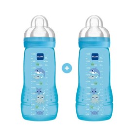 Mam Σετ Πλαστικά Μπιμπερό Easy Active Deep Κατά των Κολικών με Θηλή Σιλικόνης 330ml για 4+ μηνών Μπλέ Βυθός 2τμχ 365SB