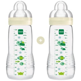 Mam Σετ Πλαστικά Μπιμπερό Easy Active Deep Κατά των Κολικών με Θηλή Σιλικόνης 330ml για 4+ μηνών Λευκο/Βυθός 2τμχ 365SU
