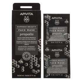 Apivita Black Face Mask Propolis μαύρη μάσκα προσώπου για καθαρισμό και ρύθμιση της λιπαρότητας 2 X 8ml