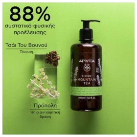 Apivita Eco Pack Tonic Mountain Tea Shower Gel with Essential Oils Αφρόλουτρο Με Πράσινο Τσάι & Αιθέρια Έλαια, 500ml – φωτογραφία 2