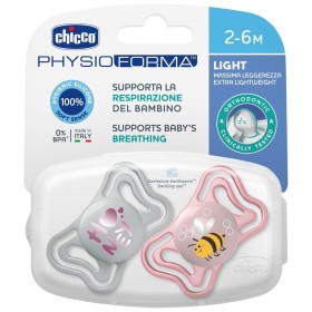 Chicco PhysioForma Light Πιπίλα Σιλικόνης 2-6m Γκρι-Ροζ Honey 2τμχ