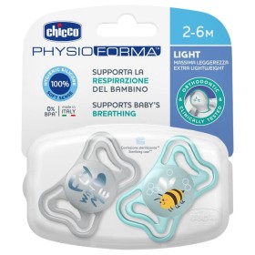 Chicco PhysioForma Light Πιπίλα Σιλικόνης 2-6m Γκρι-Τιρκουάζ Fly with Me 2τμχ