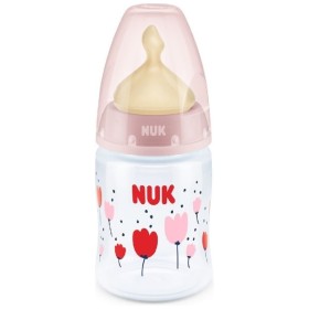Nuk Πλαστικό Μπιμπερό First Choice Plus Temperature Control Κατά των Κολικών με Θηλή Καουτσούκ για 0+ μηνών Ροζ Παπαρούνες 150ml