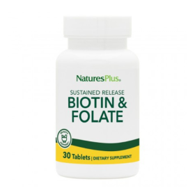 Nature's Plus Biotin & Folic Acid Συμπλήρωμα Διατροφής για την Καλή Υγεία των Μαλλιών & του Δέρματος 30tabs