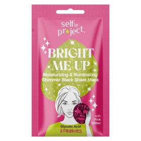 Selfie Project Bright Me Up Moisturizing & Illuminating Shimmer Black Sheet Mask with Pink Glitter Υφασμάτινη Μάσκα Προσώπου 1τμχ