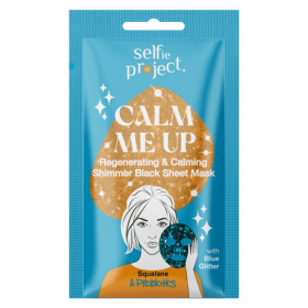 Selfie Project Calm Me Up Regenerating & Calming Shimmer Black Sheet Mask with Blue Glitter Υφασμάτινη Μάσκα Προσώπου 1τμχ