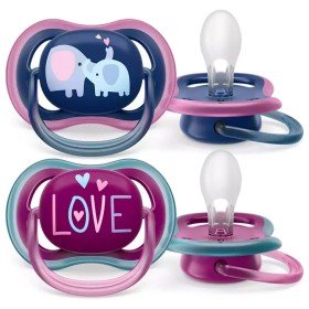 Philips Avent Ορθοδοντική Πιπίλα Ultra Air 18m+ Ελέφαντας/Love 2τμχ