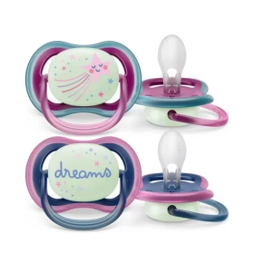 Philips Avent Ultra Air Nighttime Ορθοδοντική Πιπίλα Σιλικόνης 6-18m, 2τεμ