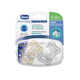Chicco Physioforma Light Πιπίλα Σιλικόνης Νυκτός Γκρι-Μπεζ 6-16m+ 2 Τεμάχια