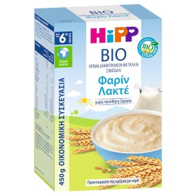 Hipp Bio Φαρίν Λακτέ Κρέμα Δημητριακών με Γάλα & Σιμιγδάλι 450gr