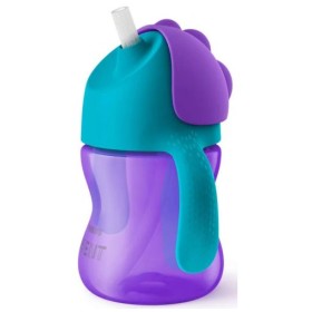 Philips Avent Bendy Straw Cup Παιδικό Ποτηράκι με Λαβές Bendy 9m+ Μωβ 200ml