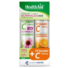 Health Aid Promo Pack Vitamin C 1000mg Echinacea Zinc, 20tabs & Vitamin C 1000mg, 20tabs