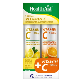 Health Aid Promo Vitamin C 1000mg Λεμόνι 20 Αναβράζοντα Δισκία & Vitamin C 1000mg Πορτοκάλι 20 Αναβράζοντα Δισκία