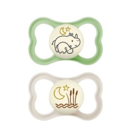 Mam Air Night Ορθοδοντικές Πιπίλες Σιλικόνης για 16+ μηνών Πράσινο/Μπεζ 2τμχ