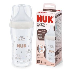Nuk Perfect Match Rainbow Μπιμπερό Πλαστικό με Μαλακή Θηλή Σιλικόνης κατά των Κολικών με Έλεγχο Θερμοκρασίας 3m+, 260ml