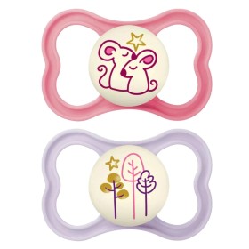 Mam Air Night Ορθοδοντικές Πιπίλες Σιλικόνης για 16+ μηνών Ποντικάκια/Δέντρα - Ροζ/Μωβ 2τμχ