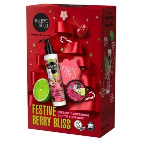 Organic Shop Festive Berry Bliss Πακέτο Δώρου Σετ Με Αφρόλουτρο 280ml & Scrub Σώματος 100ml & Δώρο Σφουγγάρι