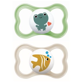 Mam Air Πιπίλες Σιλικόνης Βατράχι Πράσινο - Μπεζ Ψαράκι για 16+ μηνών 2τμχ
