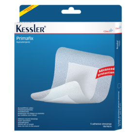 Kessler Clinica Primafix, Αποστειρωμένες Αυτοκόλλητες Γάζες 14x14cm, 5 Τεμάχια