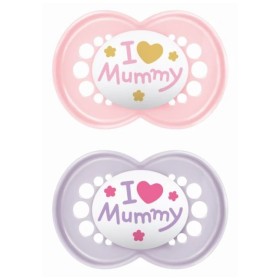 Mam Πιπίλες Σιλικόνης ''I Love Mummy'' για 6-16 μηνών 2 τεμάχια Ροζ/Μωβ