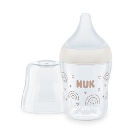 Nuk Perfect Match Γυάλινο Μπιμπερό με Θηλή Σιλικόνης και Έλεγχο Θερμοκρασίας 0+ μηνών μπέζ 120ml