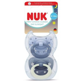 Nuk First Choice Classic Day & Night Πιπίλες Σιλικόνης Νυκτός με Θήκη Μπλε για 0-6m 2τμχ