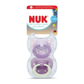 Nuk First Choice Classic Day & Night Πιπίλες Σιλικόνης Νυκτός με Θήκη Μωβ για 0-6m 2τμχ