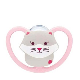Nuk Perfect Match Air Πιπίλα Σιλικόνης με Θήκη Ροζ Γάτα 18-36m