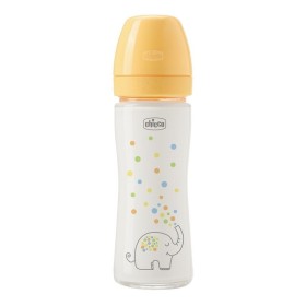 Chicco Perfect Easy Γυάλινο Μπιμπερό με Θηλή Σιλικόνης από 0m+ Ελεφαντάκι 240ml
