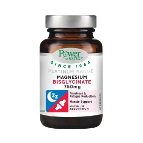 Power of Nature Platinum Range Magnesium Bisglycinate 750mg Συμβάλλει στη Φυσιολογική Σύνθεση των Πρωτεϊνών & Λειτουργία των Μυών 60caps