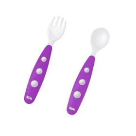 Nuk Easy Learning Εκπαιδευτικό Σετ Κουτάλι – Πιρούνι Mini Μωβ, 8m+
