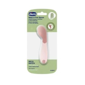 Chicco Baby's First Spoon Κουτάλι Σιλικόνης για Βρέφη 8m+ Ροζ 1τεμ