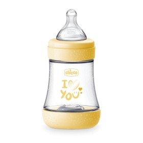 Chicco Πλαστικό Μπιμπερό με Θηλή Σιλικόνης Κίτρινο για 0m+, 150ml
