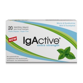 IgActive Καραμέλες Παστίλιες Λαιμού Με Γεύση Μέντα Ευκάλυπτος Sugar Free 20τμχ