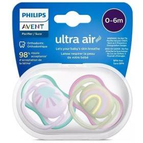 Philips Avent Ultra Air Πιπίλα Σιλικόνης 0-6 Μηνών Ήλιος Μωβ & Ουράνιο Τόξο Πράσινο, 2τμχ