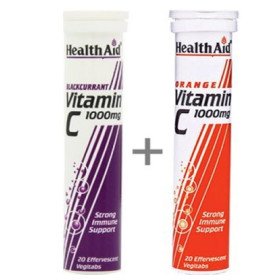 Health Aid Vitamin C 1000mg Με Γεύση Φραγκοστάφυλο, 20 ταμπλέτες + Δώρο Vitamin C 1000mg Με Γεύση Πορτοκάλι, 20 ταμπλέτες
